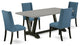 5-Piece Dinette Set 4 Chairs and Dining Table With Cement Table Top, Black
