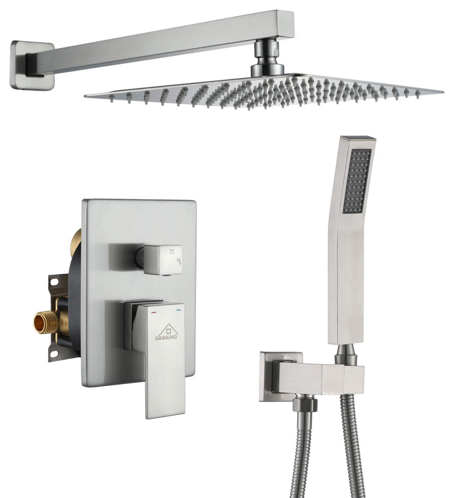 Wall-Mounted 10in Shower System with Handheld, Brushed Nickel