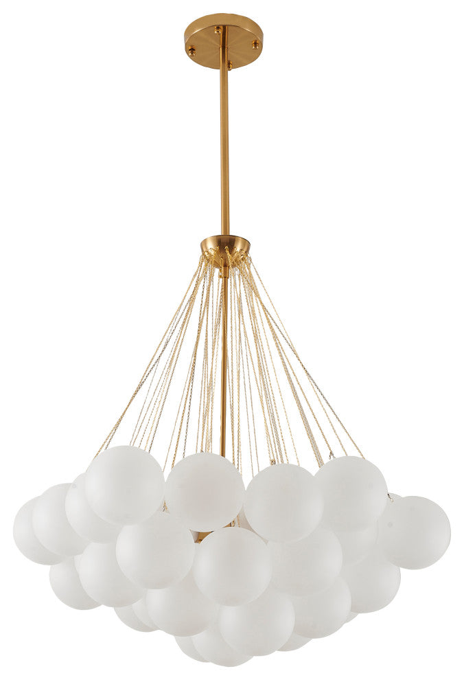 Gold Metal Chandelier With Frosted Glass Shades