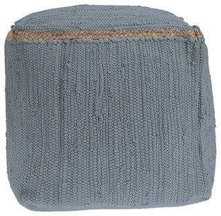 Devon Gray Traditional Solid Handmade Cotton Blend Cube Pouf, 18"x18"x18"