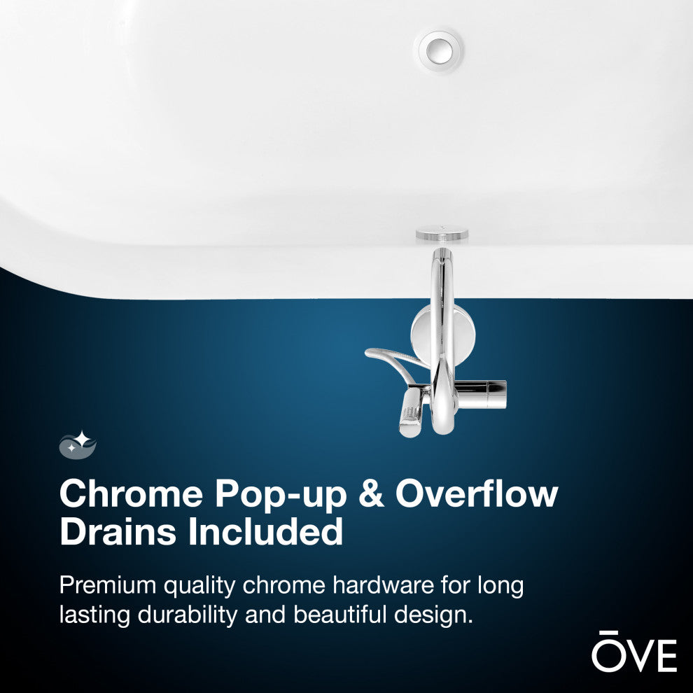 OVE Decors Serenity Freestanding 71" Acrylic Center Drain Bathtub in White