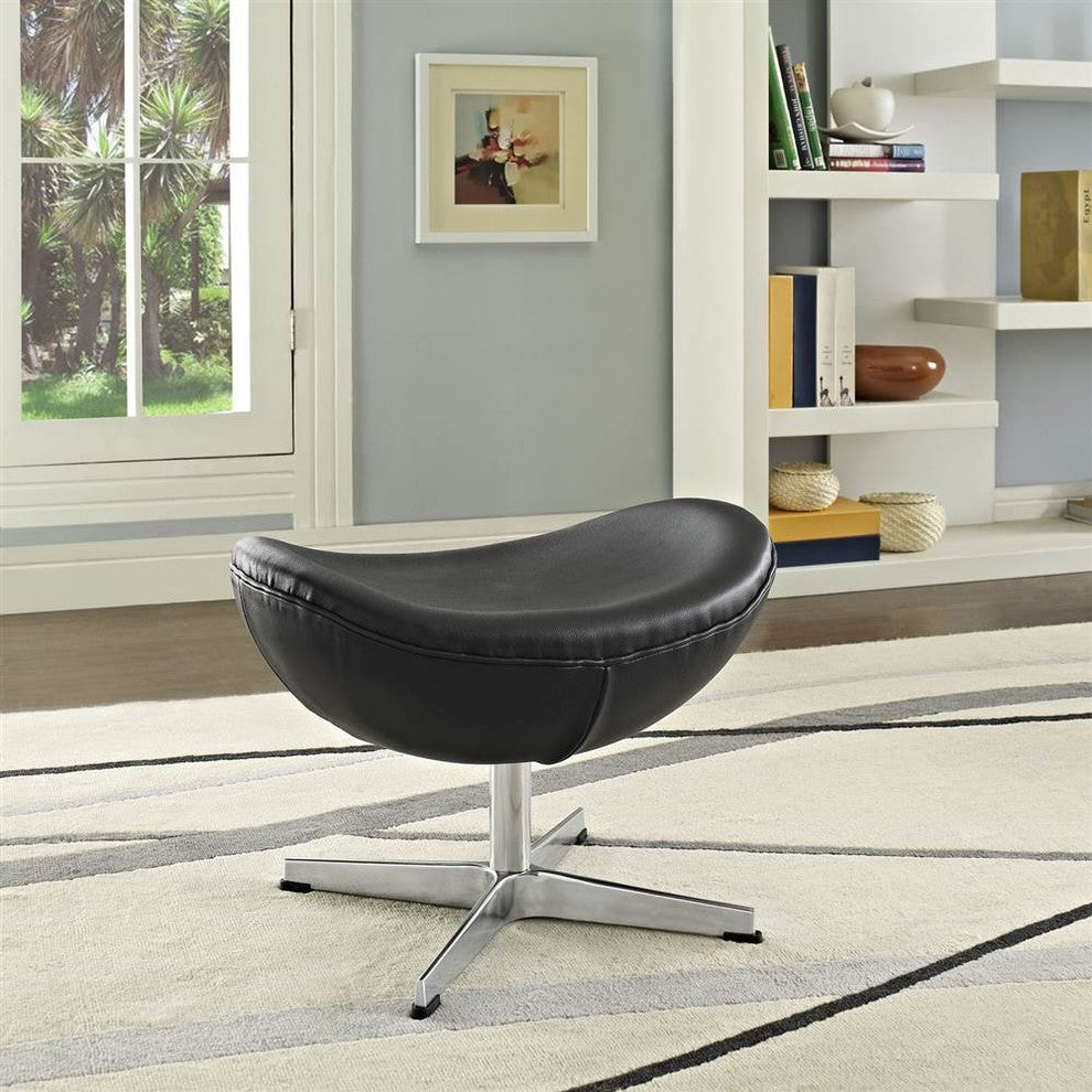 Modern Contemporary Living Room Leather Ottoman Black