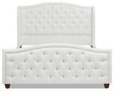 Fontana Wingback Upholstered Platform Bed Frame, Antique White Polyester, Queen
