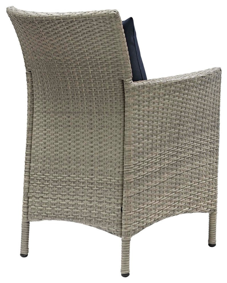 Conduit 5 Piece Outdoor Patio Wicker Rattan Dining Set Light Gray Navy