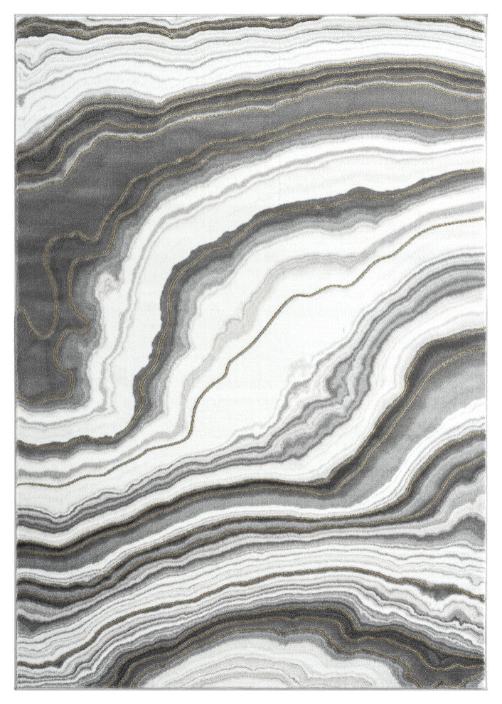 Abani Luna LUN220A Contemporary Grey and Gold Granite Area Rug