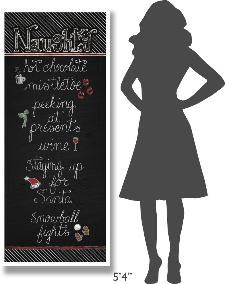 "Christmas Chalkboard Naughty" Digital Paper Print by Elyse DeNeige, 26"x62"