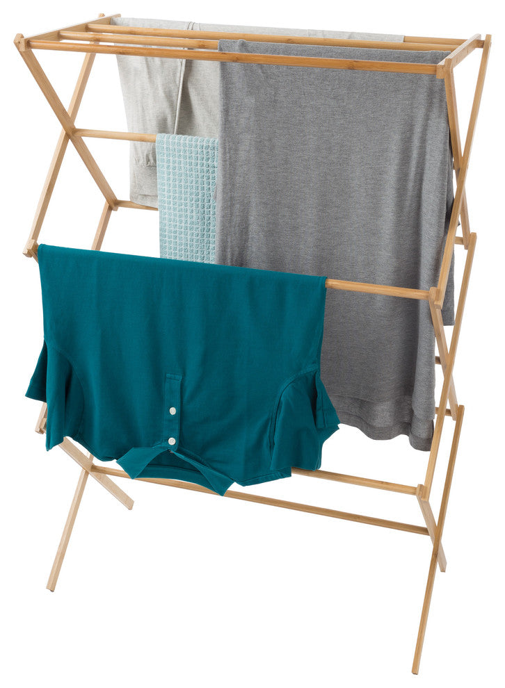 Bamboo Clothes Drying Rack- Collapsible and Compact By Lavish Home