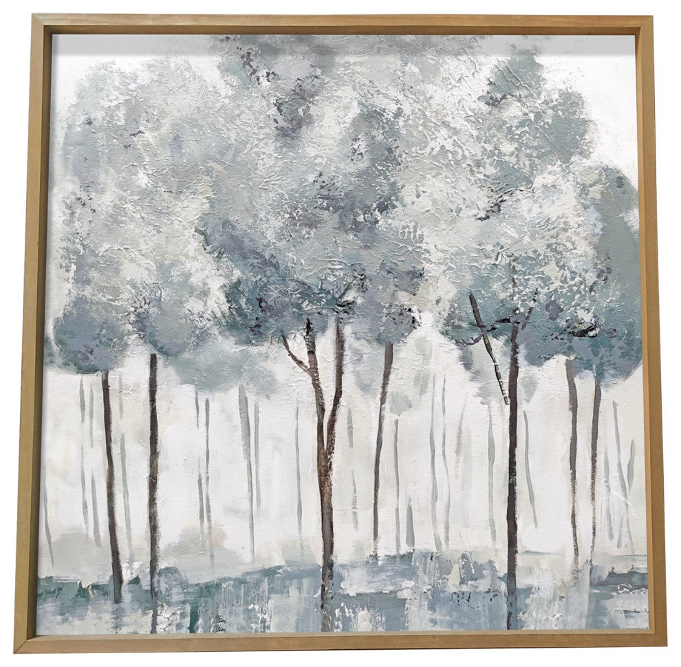 Modern All Over Blue Gray Forrest Canvas Wall Art