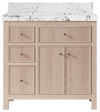 Sonoma Oak 36" Center Sink Bath Vanity With 2" Viola Night
