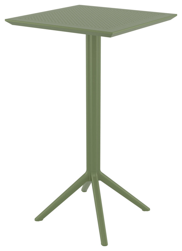 Sky Maya Square Bar Set With 2 Barstools Olive Green