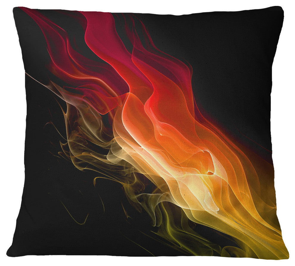 Yellow Red 3D Abstract Waves Contemporary Abstract Throw Pillow, 18"x18"