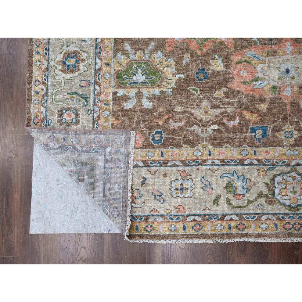 Camel Brown Oushak Design Hand Knotted Wool Oversize Oriental Rug  12'x17'9"