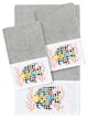 Linum Home Turkish Cotton Feliz 3-Piece Embellished Towel Set, Light Gray
