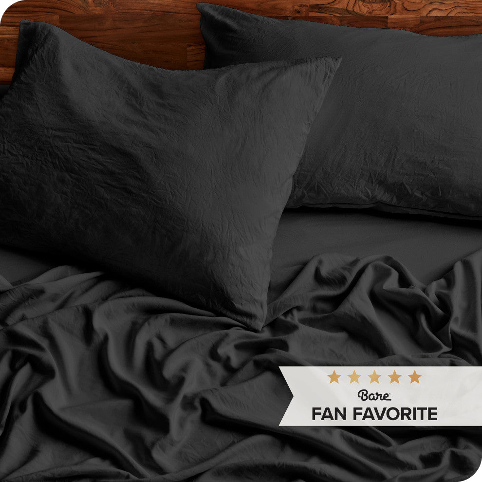 Sandwashed Microfiber Sheet Set, Sandwashed Black, Twin