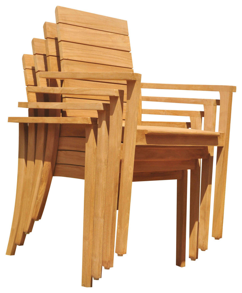 11-Piece Outdoor Teak Dining Set: 117" Masc Oval Table, 10 Alps Stacking Chairs