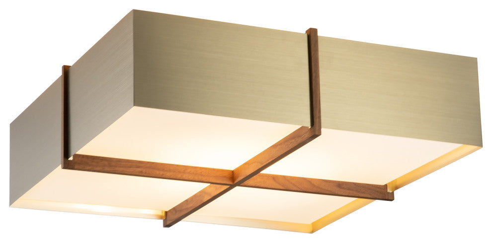 Veram Flushmount LED, Walnut, Brushed Brass, 24, 4000k