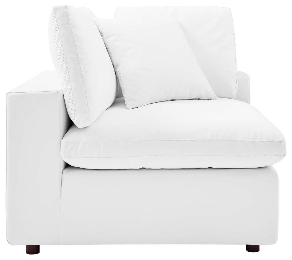 Commix Down Filled Overstuffed Vegan Leather 8-Piece Sectional Sofa - White