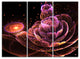 "Fractal Flower Illuminated Purple Art" Metal Wall Art, 3 Panels, 36"x28"