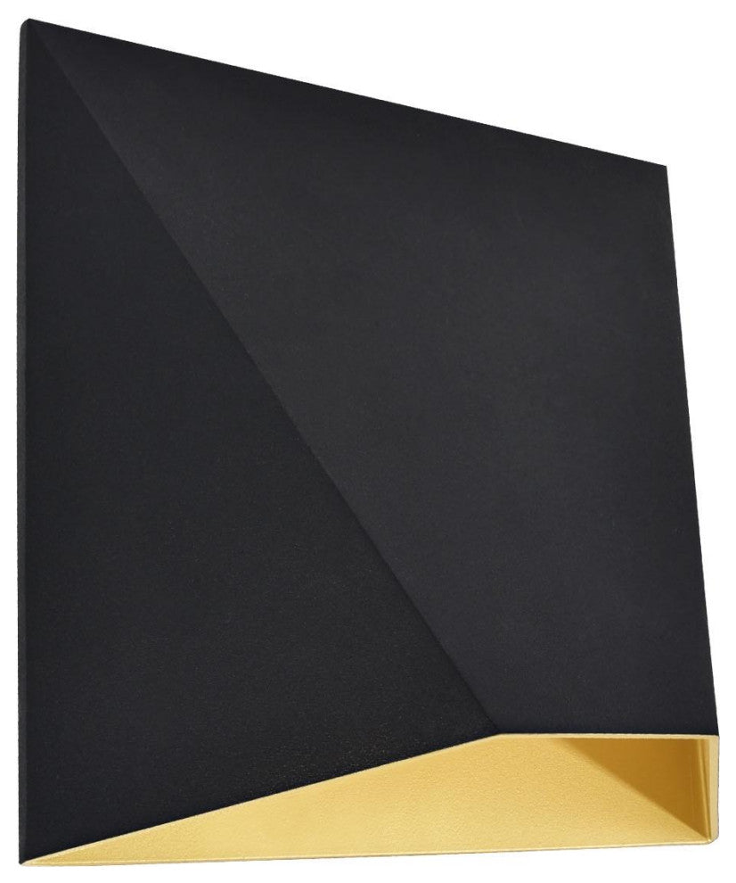 Luxrite Outdoor LED Black and Gold Wall Sconce 3CCT 6" IP65 ETL Listed