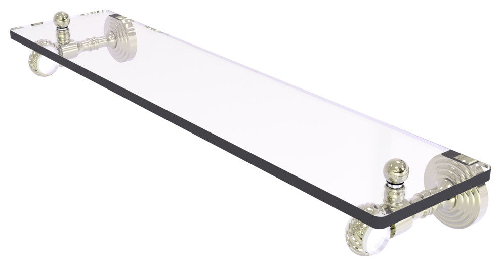 Pacific Grove 16" Glass Shelf with Twisted Accents, Polished Nickel