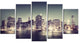 Black and White NYC Night Panorama, White, Canvas Print, 60"x32", 5 Panels