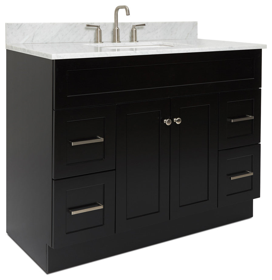 Ariel Hamlet 43" Rectangle Sink Bath Vanity, 0.75" Carrara Marble