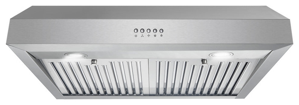 30" Under Cabinet Range Hood, Stainless Steel With LED Lights