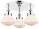 Olean-3 Light 18" Flush Mount-Polished Chrome, Matte White Glass Shade