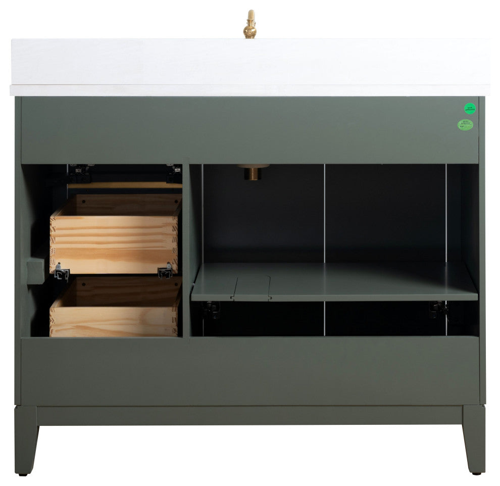 Vanity Art Bathroom Vanity With Sink, Vintage Green, 42" Single