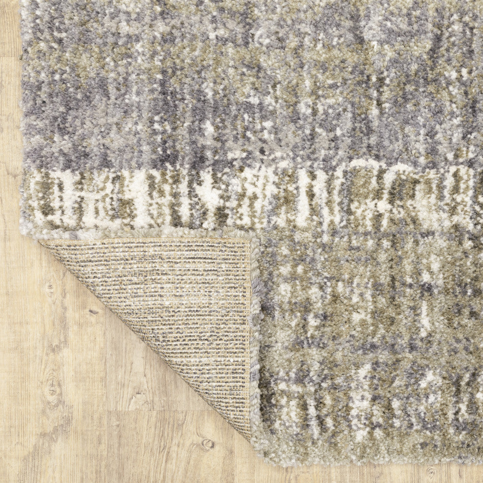 Ashton Impressed Shag Grey/Ivory Area Rug, 7.10X10.10