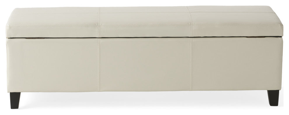 GDF Studio Skyler Beige Fabric Storage Ottoman Bench, Ivory