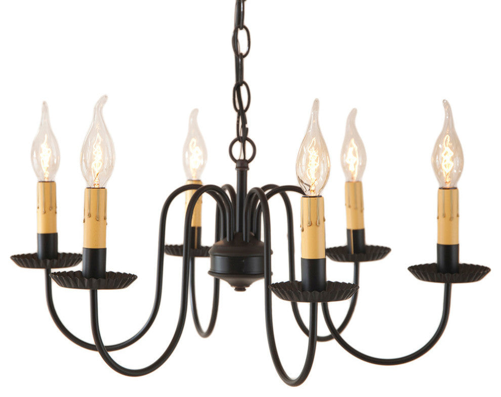 Sheraton Six Arm Chandelier, Black