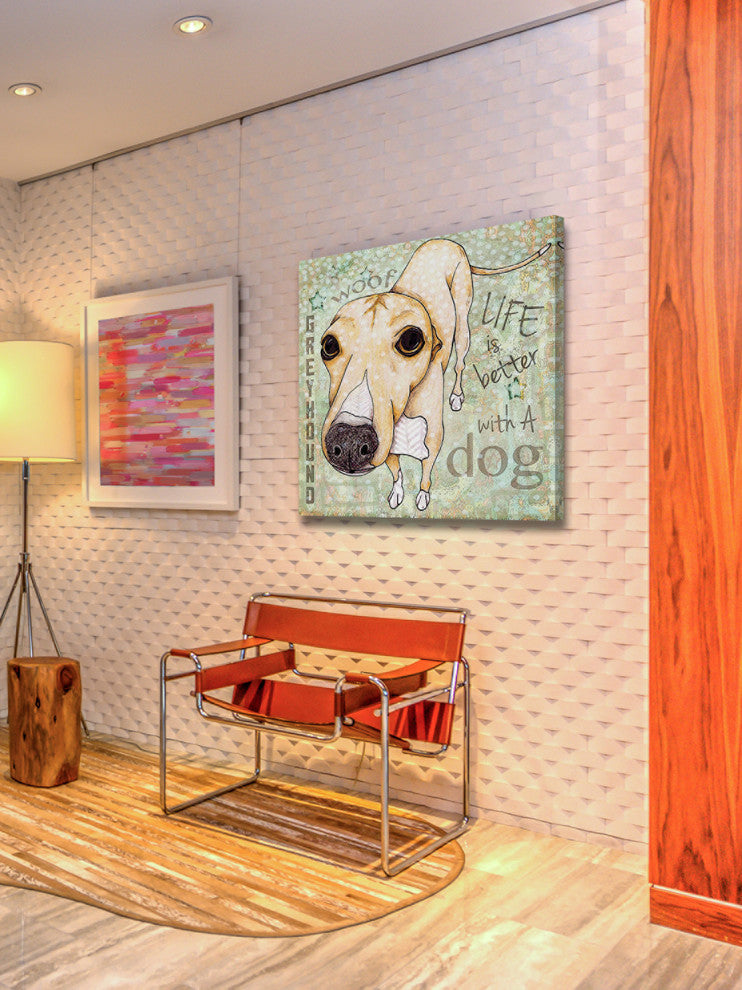 "Greyhound Pop Art II" Painting Print on Wrapped Canvas