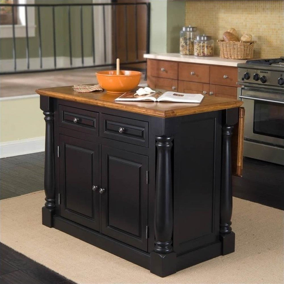 Homestyles Monarch Wood Kitchen Island in Black