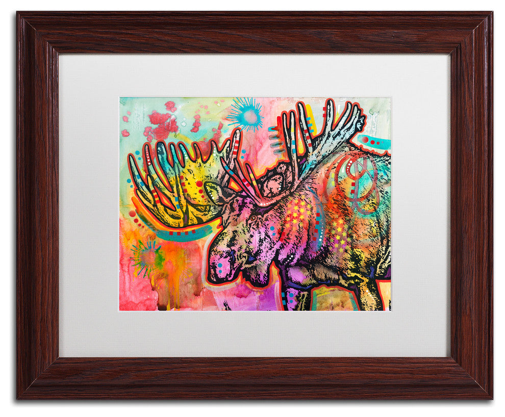 Dean Russo 'Moose' Art, Wood Frame, White Mat, 14x11