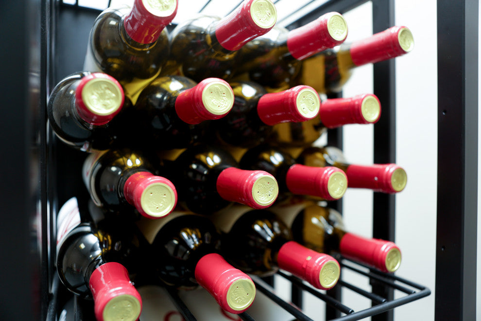 Case and Crate 6 | Metal Bottle Storage | Freestanding Wine Rack, 96 Bottles, Bin