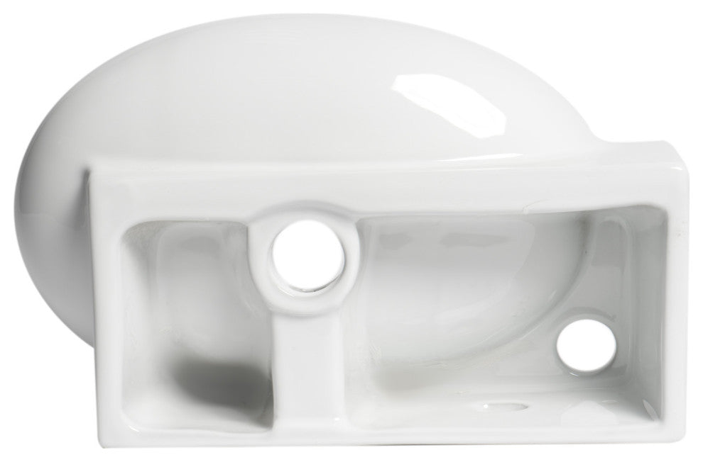 ALFI brand ABC117 White 17" Small Wall Mounted Ceramic Sink with Faucet Hole