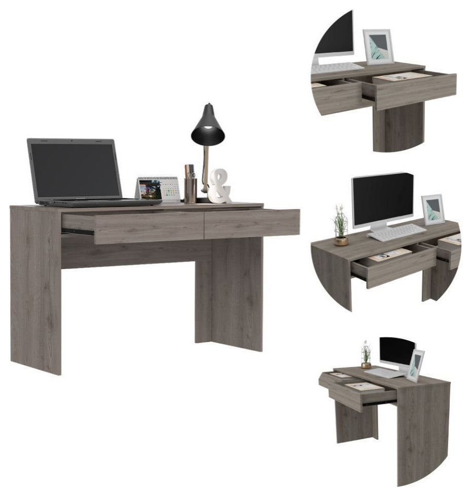 Acanto 2-Drawer Computer Desk with 2 Handleless Drawers, Light Gray