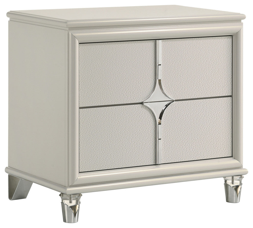 Olivia 2-drawer Nightstand Bedside Table Pearl White