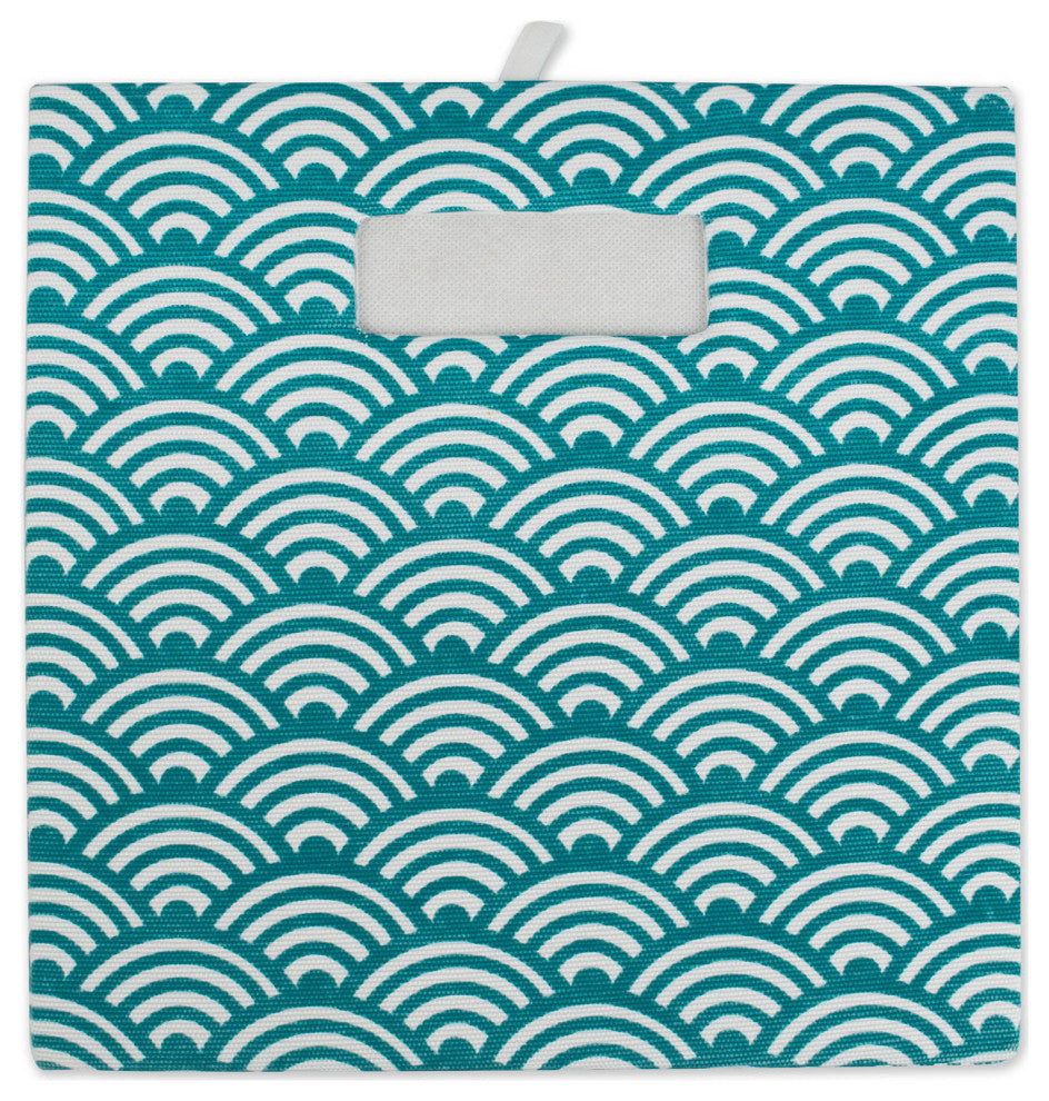 Polyester Cube Waves Teal Square 13"x13"x13"