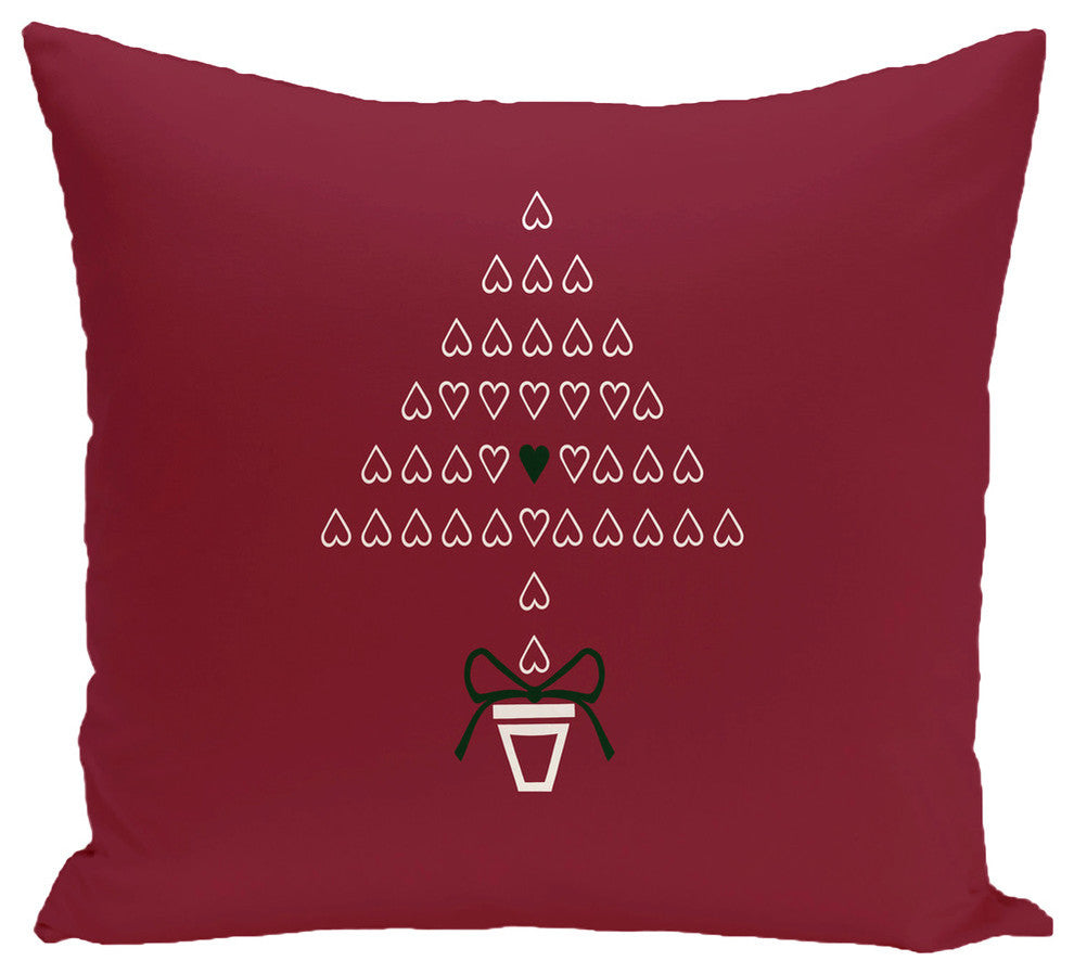 Hearty Holidays, Decorative Holiday Print Pillow, Cranberry, 18"x18"