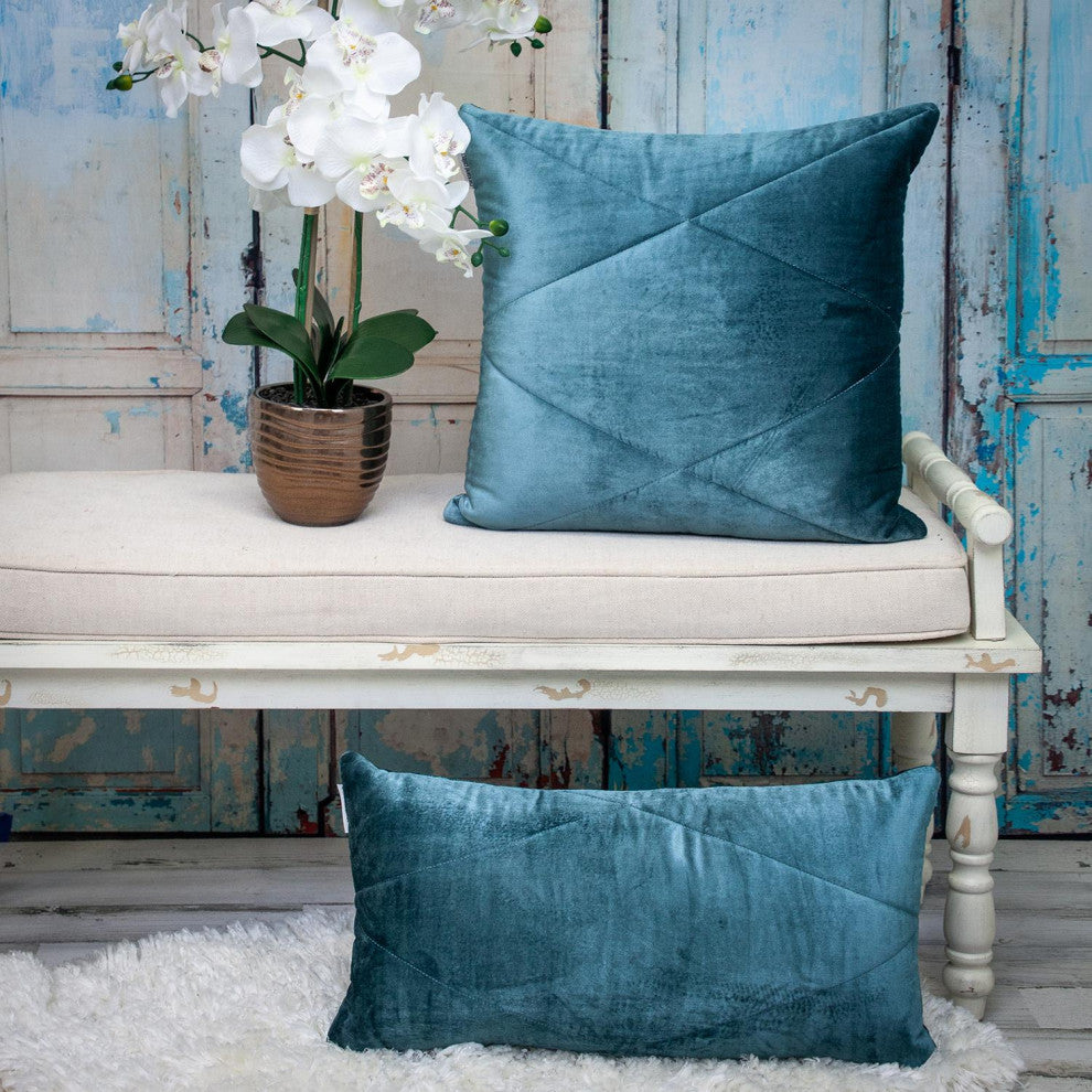 Parkland Collection Koko Transitional Quilted Teal Throw Pillow