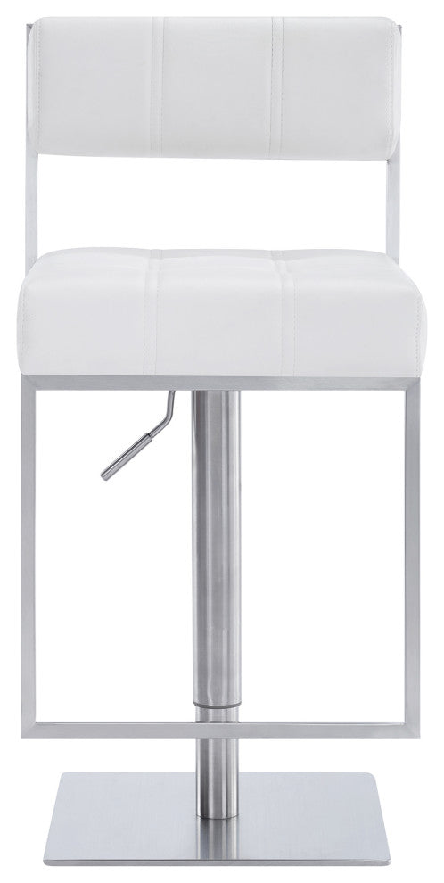 Kylee Swivel Barstool in Faux Leather, White
