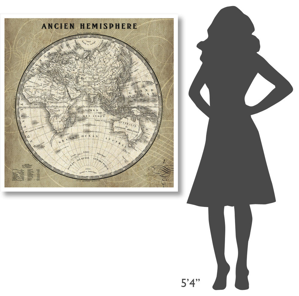 "French World Map II" Digital Paper Print by Sue Schlabach, 42"x42"