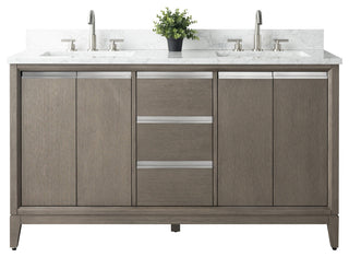 Vanity Art Bathroom Vanity With Sink, Driftwood Gray, 60" Double