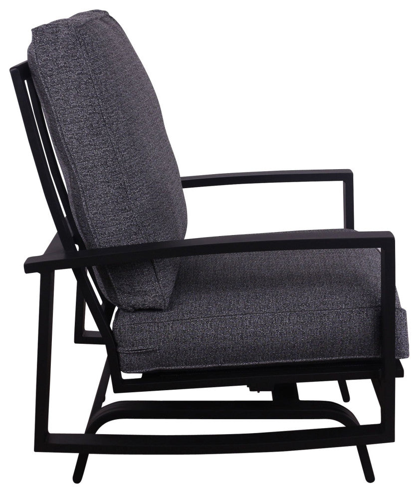 Courtyard Casual Santorini Black Aluminum 2 High Motion Chairs With Back Cushion