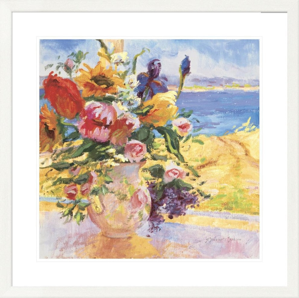 "Seaside Blooms I" Framed Digital Print by S. Burkett Kaiser, 33x33"