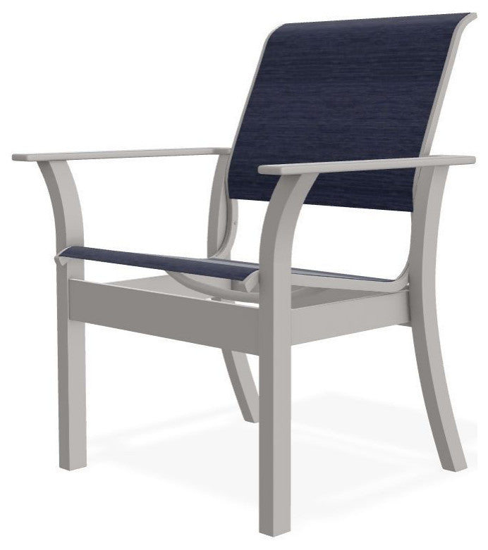 Leeward Sling Stackable Outdoor Dining Chair, Collect Indigo/Warm Gray