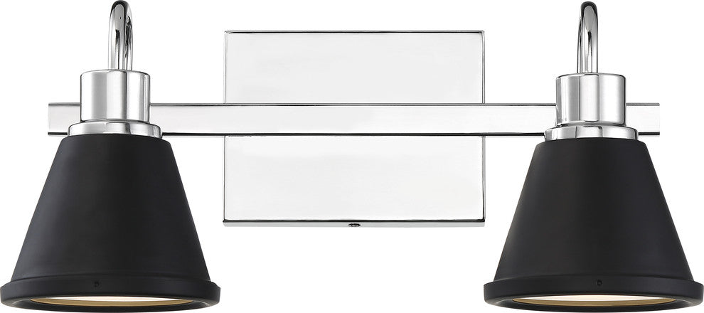 Nuvo Bette 2-Light LED Polished Nickel Matte Black Wall Mount
