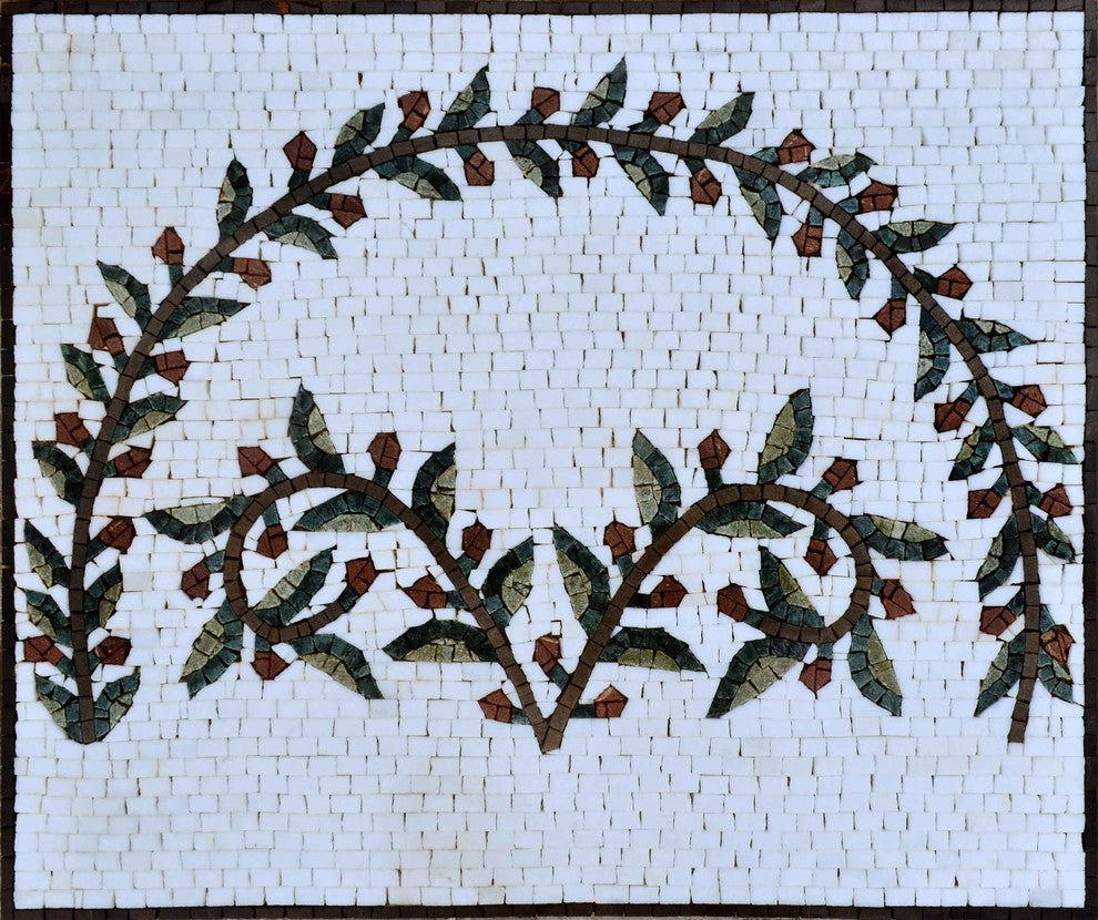 Greek Mosaic Pattern, Olive Branch, 20"x24"